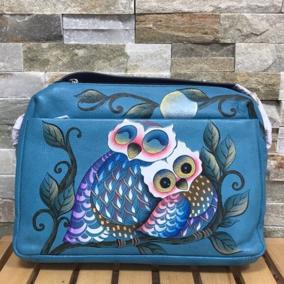 Anuschka Hand-Painted Leather Organizer Satchel - Picture 4 of 6